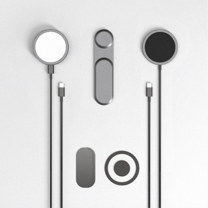 EDGE® Full Kit - Productivity magnetic kit - EDGE® Full Kit - Productivity magnetic kit - Carrara White - Magnetic productivity kit in carrara white and basalt grey with circular chargers and metallic mounts. - Rolling Square EDGE® Full Kit - Productivity magnetic kit - Carrara White - Magnetic productivity kit in carrara white and basalt grey with circular chargers and metallic mounts. - Rolling Square