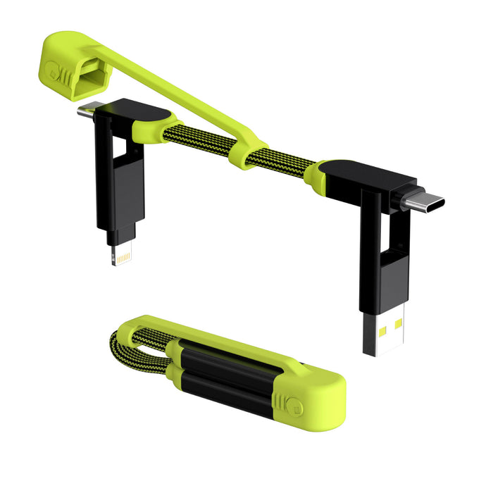 inCharge® XL Pocket - 100W, 6in1 keyring cable - inCharge® XL Pocket - 100W, 6in1 keyring cable - Dragon Green - Compact dragon green keyring cable with 6 connectors, braided design, and black accents. - Rolling Square inCharge® XL Pocket - 100W, 6in1 keyring cable - Dragon Green - Compact dragon green keyring cable with 6 connectors, braided design, and black accents. - Rolling Square