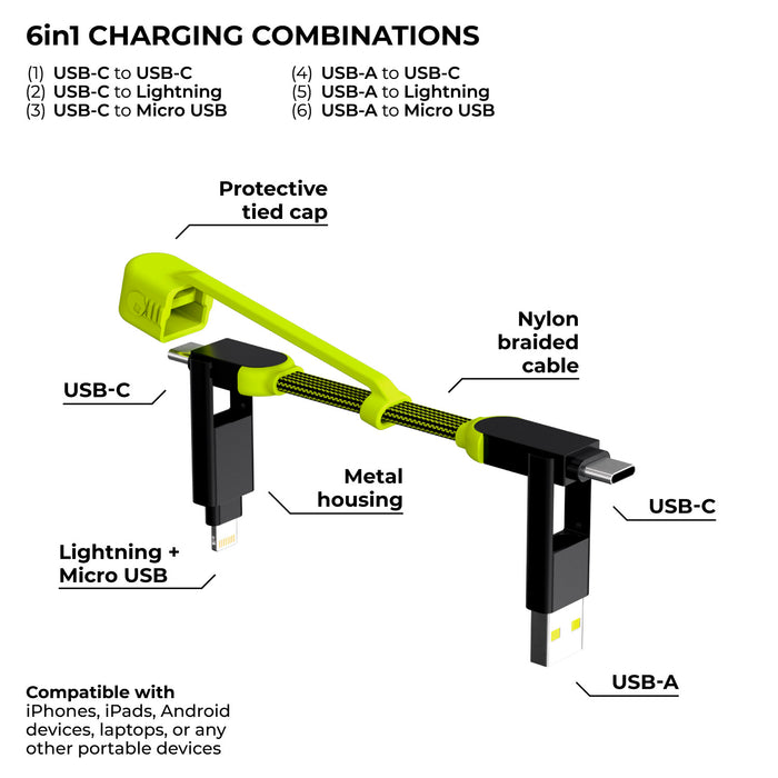 inCharge® XL Pocket - 100W, 6in1 keyring cable - inCharge® XL Pocket - 100W, 6in1 keyring cable - Dragon Green - Dragon green inCharge XL 6in1 keyring cable with nylon braided cord and metal housing. - Rolling Square inCharge® XL Pocket - 100W, 6in1 keyring cable - Dragon Green - Dragon green inCharge XL 6in1 keyring cable with nylon braided cord and metal housing. - Rolling Square