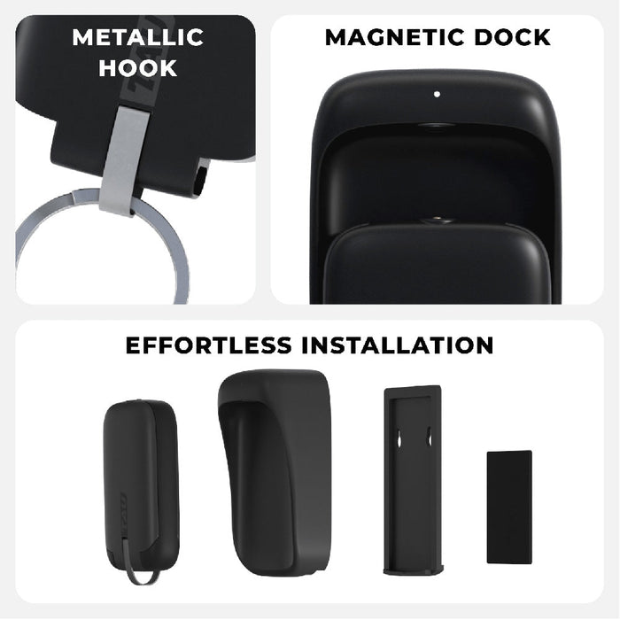 TAU® - Always-charged power bank - TAU® - Always-charged power bank - Charcoal Black - Black TAU® power bank with metallic hook, magnetic dock, and simple wall-mount installation components. - Rolling Square TAU® - Always-charged power bank - Charcoal Black - Black TAU® power bank with metallic hook, magnetic dock, and simple wall-mount installation components. - Rolling Square