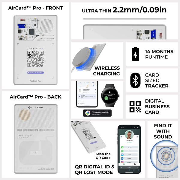 First Aircard Rolling Square AirCard™ Pro | Card-sized Bluetooth tracker | Android ...