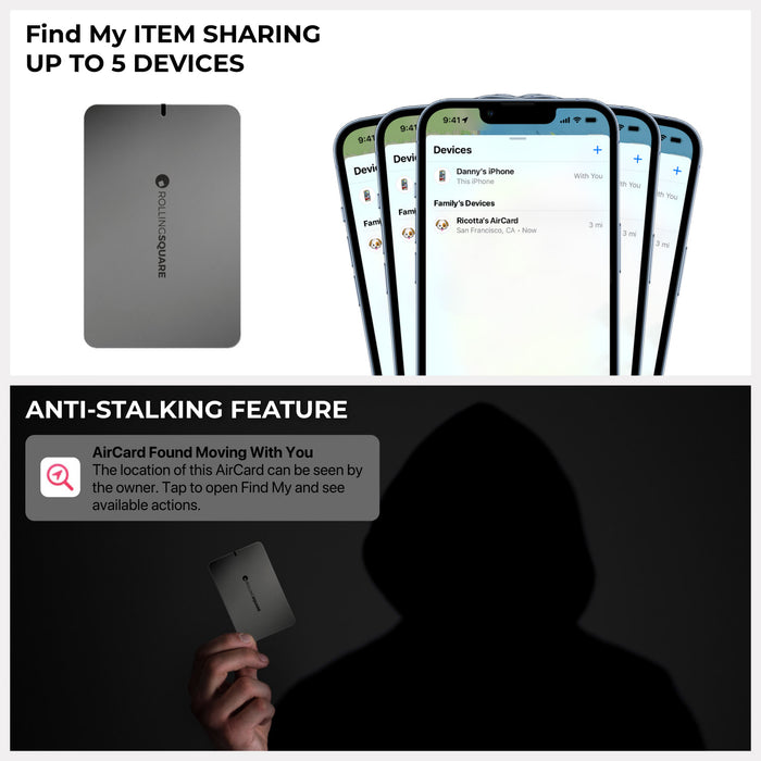 Rolling Square AirCard™ E Bluetooth wallet tracker Apple Find My