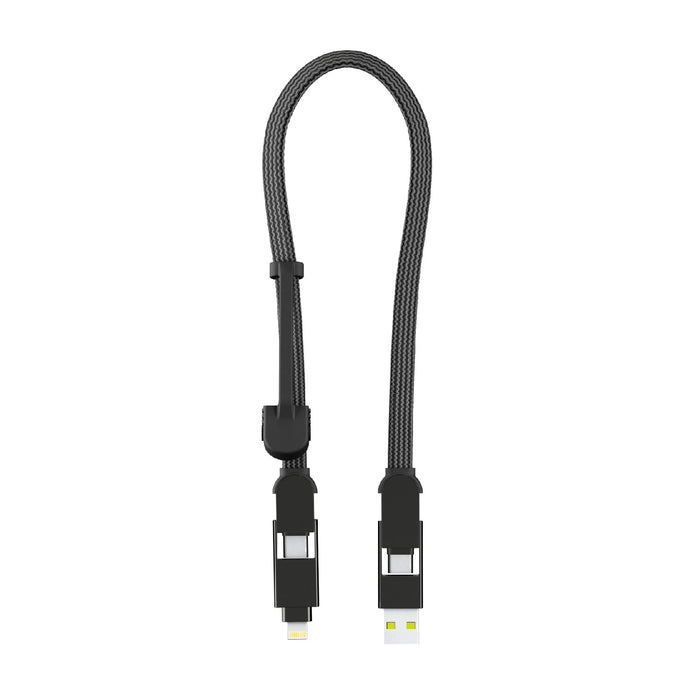 inCharge XL 30 cm / 1ft - Black - Black 30 cm USB-A to Lightning charging cable with compact connectors. - Rolling Square