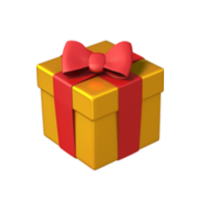 Mystery Gift - Random Item - Gold gift box wrapped with glossy red ribbon and topped with large red bow. - Rolling Square