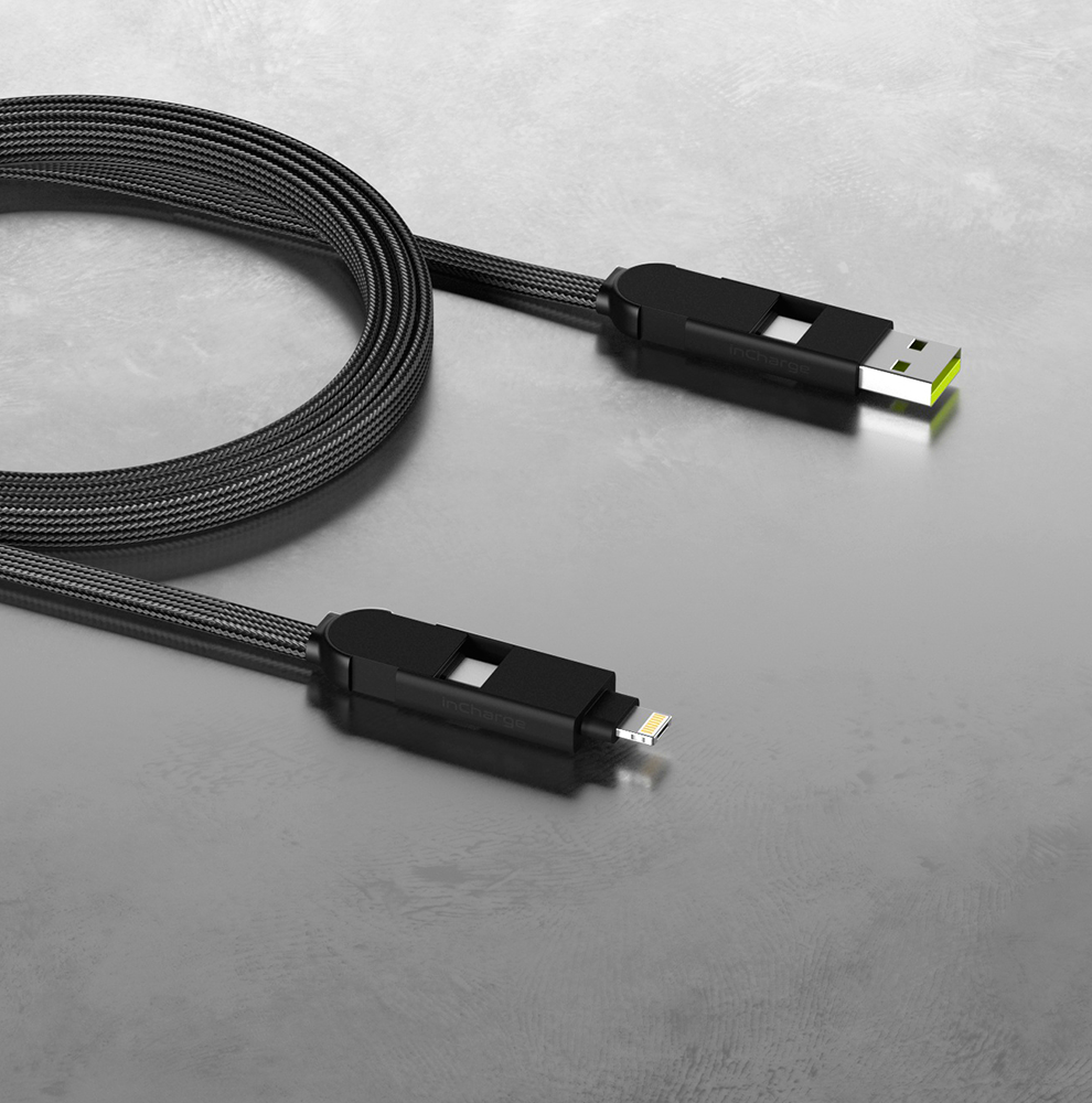 Rolling Square inCharge® X Max 1.5m / 5ft | Multi charging cable | 6 ...