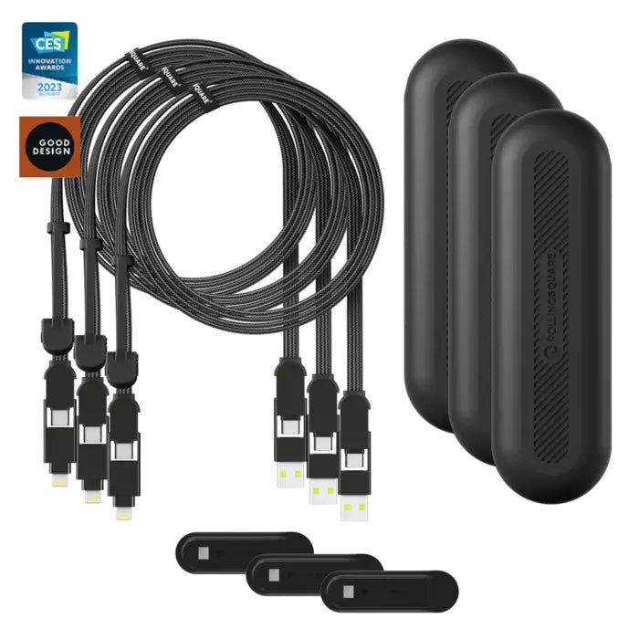 inCharge® XL 2m / 6.6ft - 100W, 6in1 super long cable - Rolling Square