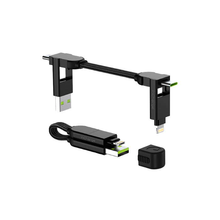 inCharge® X - 100W, 6in1 keyring cable - Rolling Square