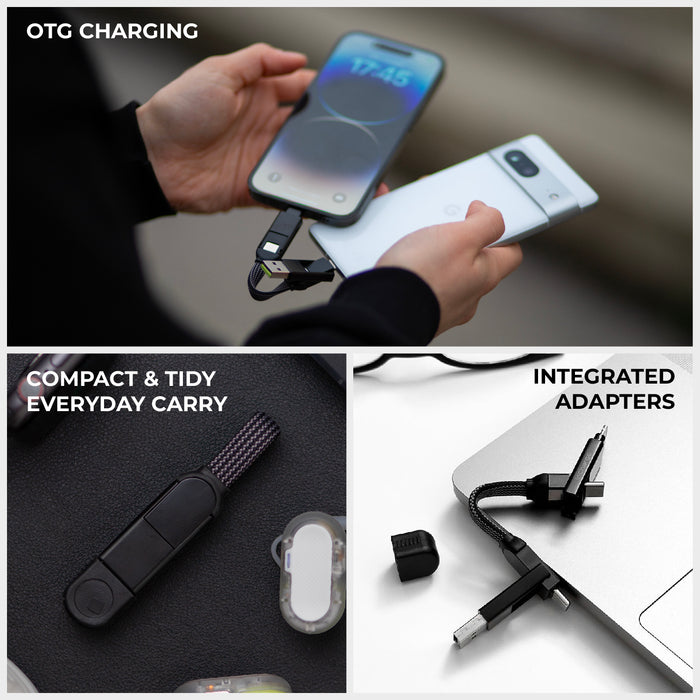 inCharge® X - 100W, 6in1 keyring cable - Rolling Square