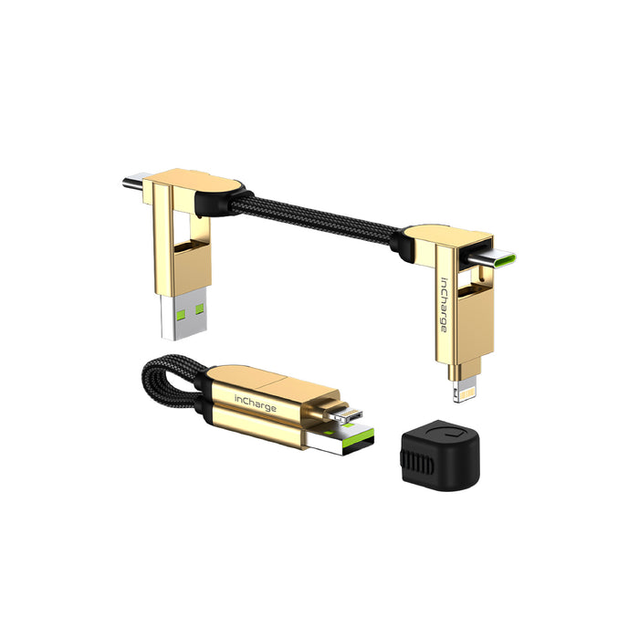 inCharge® X - 100W, 6in1 keyring cable - Rolling Square