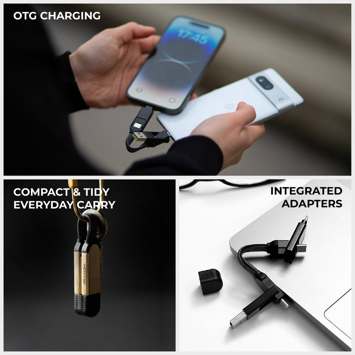 inCharge® X - 100W, 6in1 keyring cable - Rolling Square