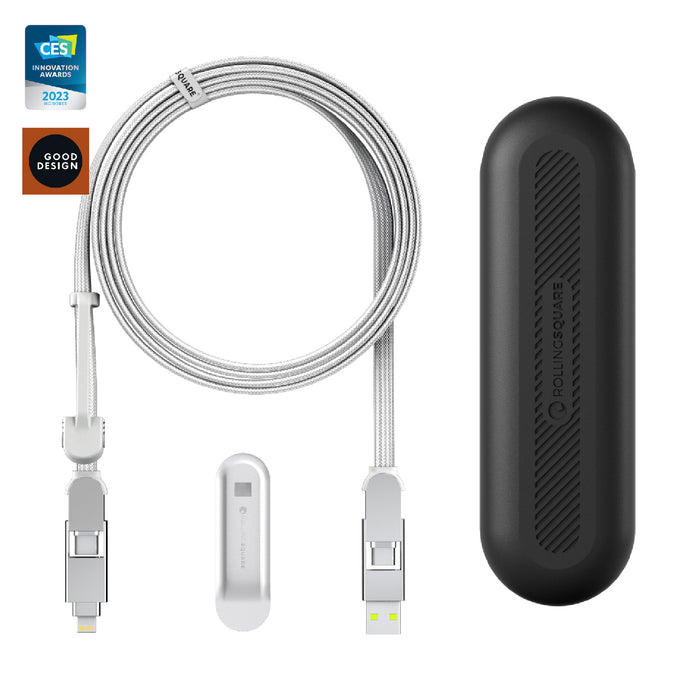 inCharge® XL 2m / 6.6ft - 100W, 6in1 super long cable - Rolling Square