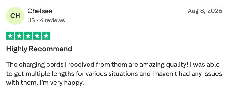 Trustpilot review of inCharge Life